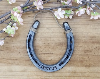 Decorative Horseshoe, Lucky Us, Horseshoe Art, Horseshoe Decor, Gift for Horse Lover