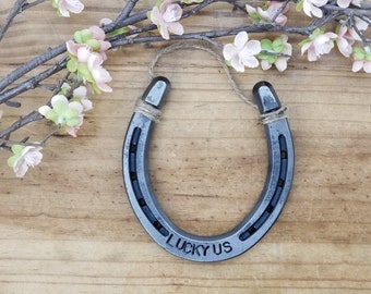 Decorative Horseshoe, Lucky Us, Horseshoe Art, Horseshoe Decor, Gift for Horse Lover