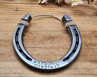 6 Year Anniversary Gift, Horse Lover Gift, Engraved Horseshoe, Iron Anniversary, Gift for the Couple