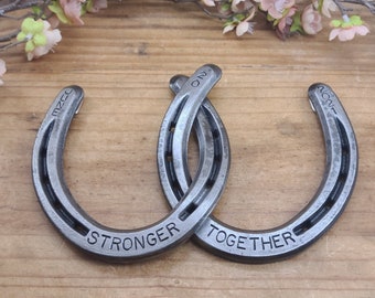 Personalized Linked Horseshoes, Anniversary Gift, For Horse Lovers, Steel or Iron Anniversary