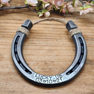 Lucky Horseshoe, Engraved Horseshoe Anniversary Gift, Custom Horseshoe, Gift for the Couple image 1