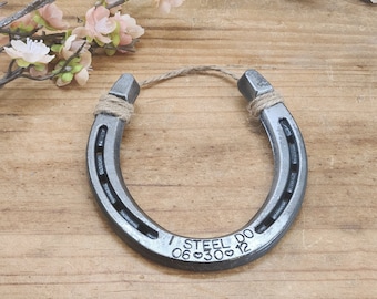 Engraved Horseshoe, Steel Anniversary Gift, 11th Anniversary Gift, Gift for the Couple