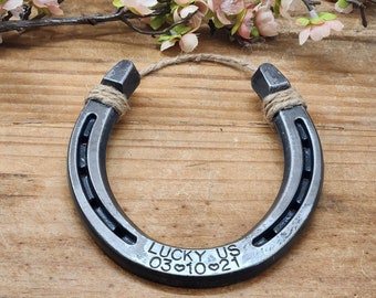 Lucky Horseshoe, Engraved Horseshoe Anniversary Gift, Custom Horseshoe, Gift for the Couple