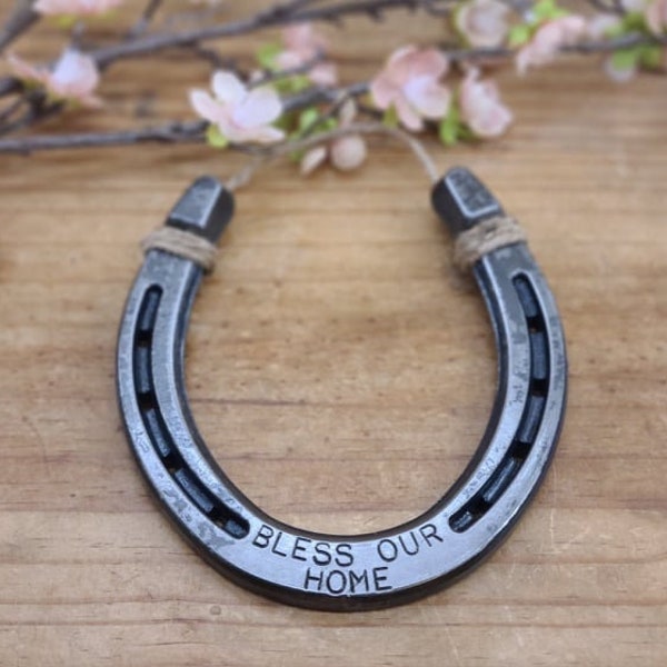 Housewarming Gift, Bless Our Home, First Home Gift, New Home Gift, Horseshoe Decor, New Neighbor Gift, Closing Gift, Horseshoe Gift