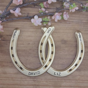 Personalized Gold Anniversary Gift, 50th Anniversary Gift, Engraved Anniversary Gift, Anniversary Horseshoes, Gift for the Couple