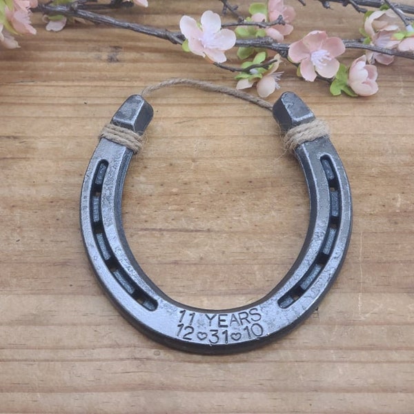 11 Year Anniversary Gift, Personalized Anniversary Gift, Engraved Horseshoe, Gift for the Couple