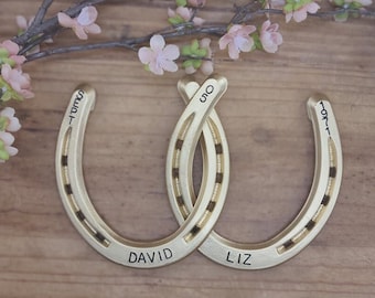 Personalized Gold Anniversary Gift, 50th Anniversary Gift, Engraved Anniversary Gift, Anniversary Horseshoes, Gift for the Couple