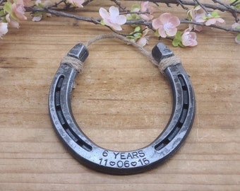 6th Anniversary Gift, Horse Lover Gift, Engraved Horseshoe, Iron Anniversary, Gift for the Couple