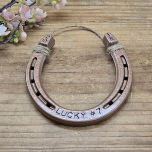 7th Anniversary Gift, Engraved Copper Horseshoe, Copper Anniversary Gift, Gift for the Couple