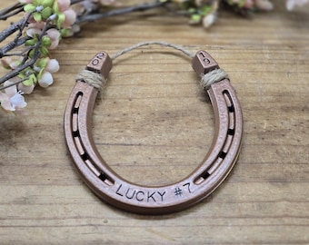 7th Anniversary Gift, Engraved Copper Horseshoe, Copper Anniversary Gift, Gift for the Couple