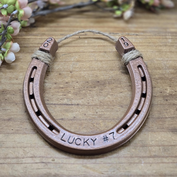 7th Anniversary Gift, Engraved Copper Horseshoe, Copper Anniversary Gift, Gift for the Couple