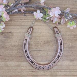 7th Anniversary Gift, Engraved Copper Horseshoe, Copper Anniversary Gift, Gift for the Couple image 3