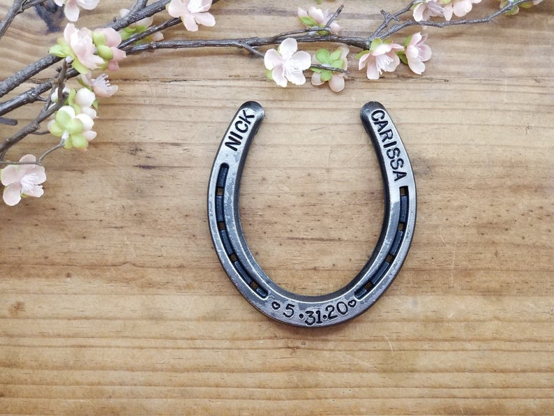 Engraved Horseshoe Anniversary Gift Wedding Horseshoe Steel Etsy