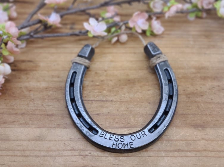 Housewarming Gift, Bless Our Home, First Home Gift, New Home Gift, Horseshoe Decor, New Neighbor Gift, Closing Gift, Horseshoe Gift