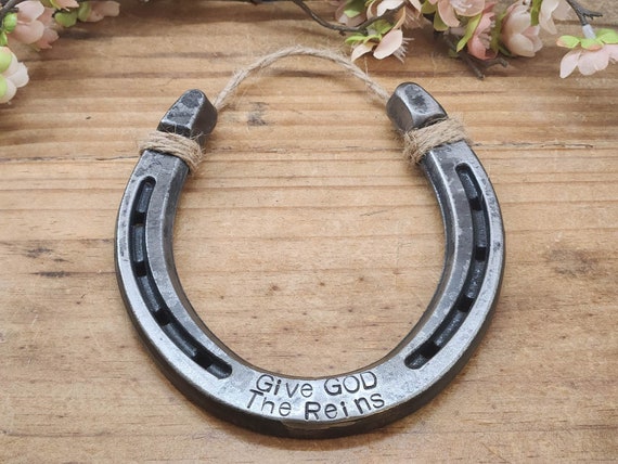 Horse Lover Gift, Horseshoe Decor, Christian Wall Art 