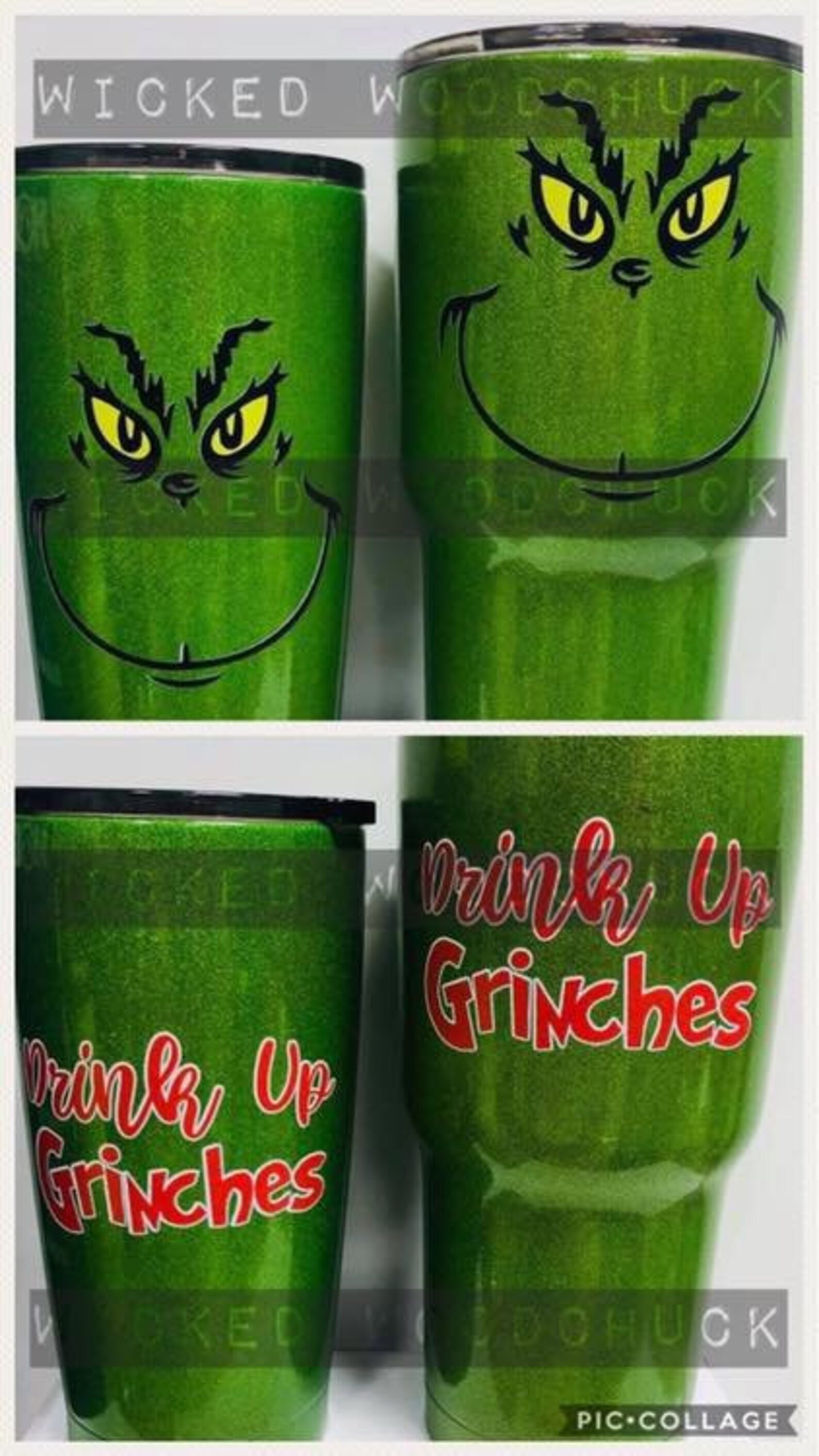 Powder Coated Grinch Tumbler Set 20 oz and 30 oz Buy1Gift1 Etsy