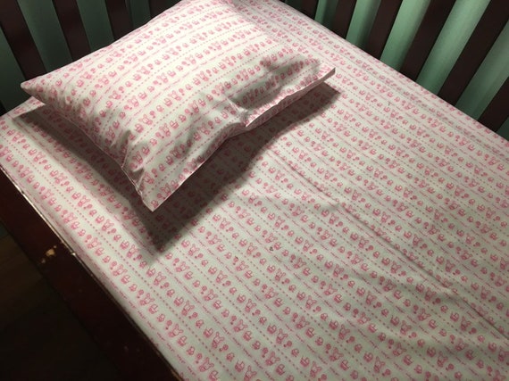 No 241 Fitted Crib Sheet With Matching Toddler Pillowcase Etsy