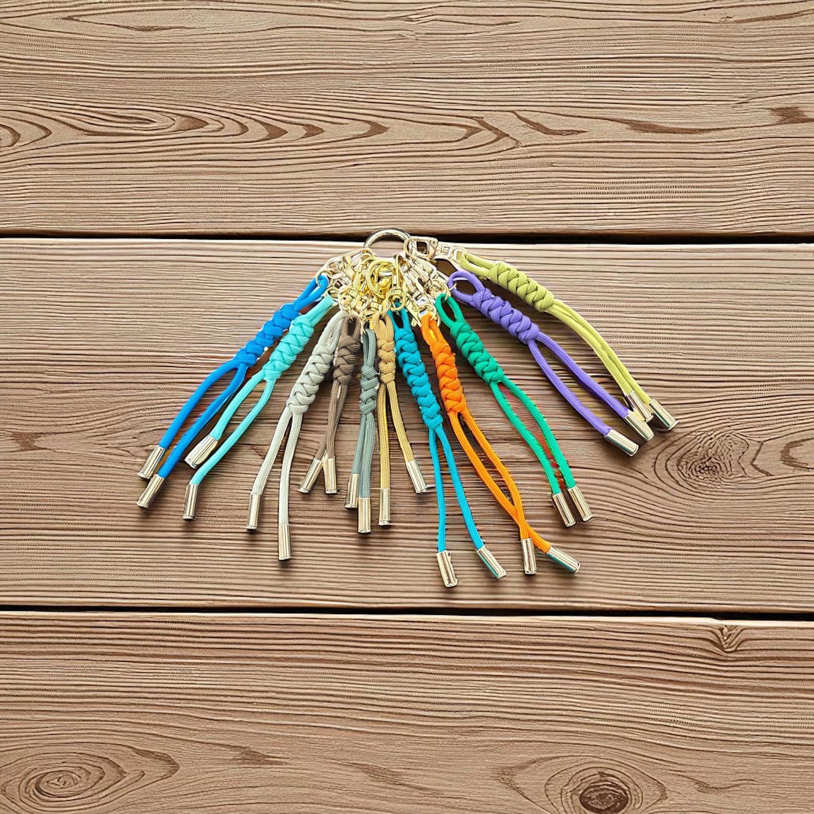 Hand-knotted Paracord Keychain With Gold Carabiner | Bag Charm, Zipper ...