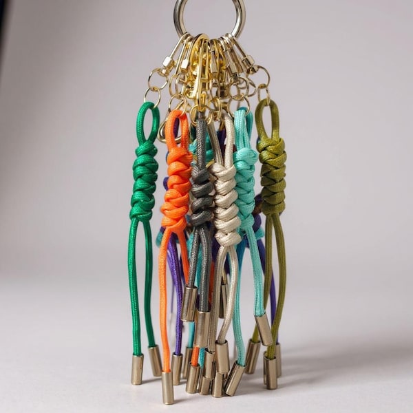 Hand-Knotted Paracord Keychain with Gold Carabiner | Bag Charm, Zipper Pull, Survival Keychain, Gift for Him or Her