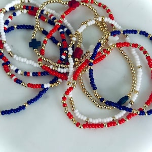 Red, White, and Blue Bracelet Stack 4th of July & Patriotic Beaded Bracelet Set