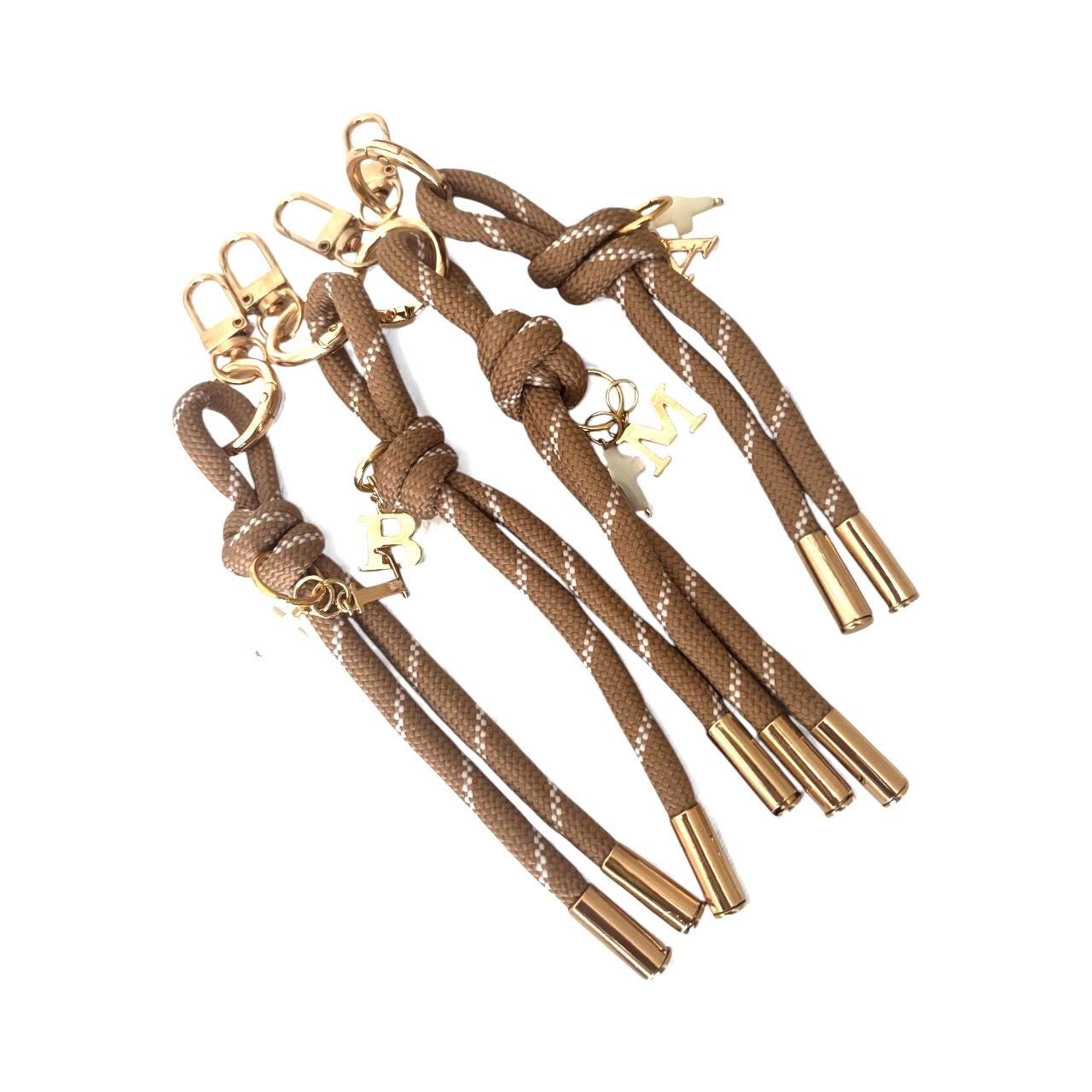 Roman Rope Keychains Personalized Rope Keychain With Initial and Cross Charm | Custom Letter ...