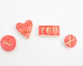 Red "I love you x" porcelain magnet set | Ready to dispatch