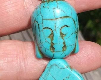Howlite Turquoise Carved Buddha head Loose Spacer Beads 16“ 14x15mm 2Strands 
