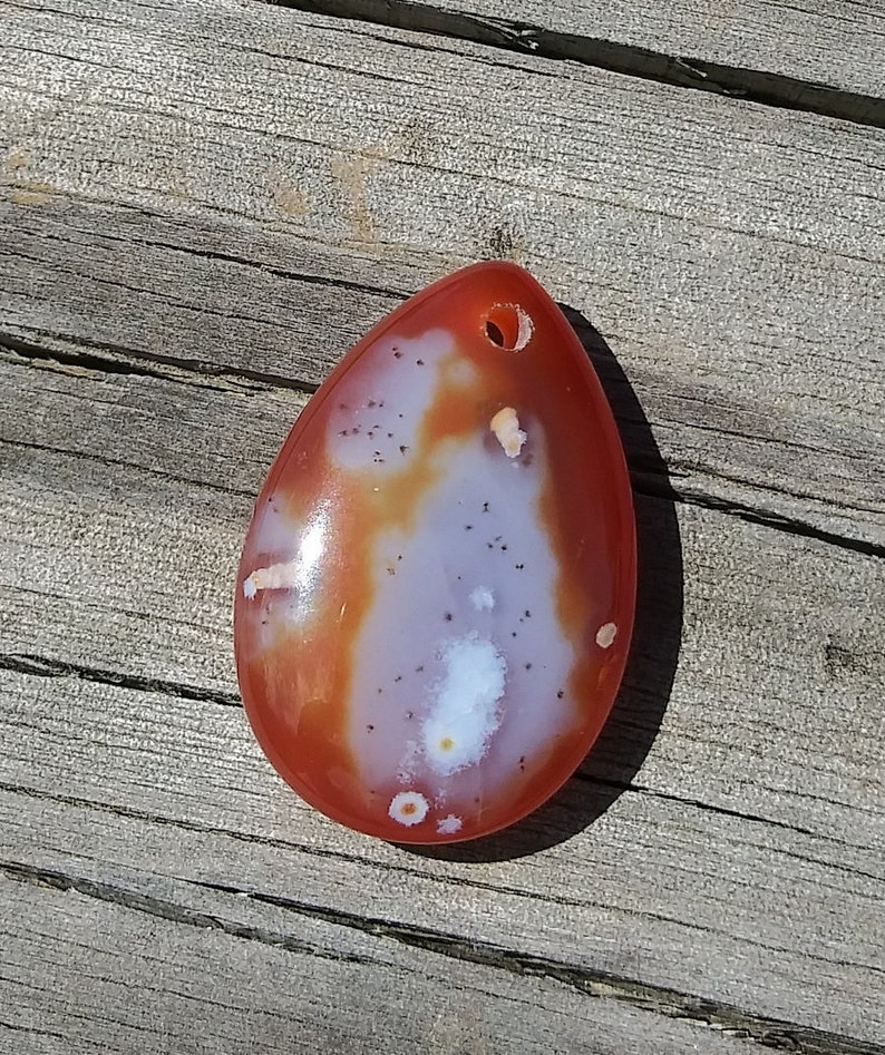 30mmOrange Agate Gemstone Pendant Bead Orange Agate