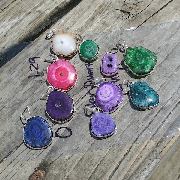 Solar Quartz Gemstone Pendants/ Multi Colors to Choose from Sterling Pendants/ Stalactite Pendants