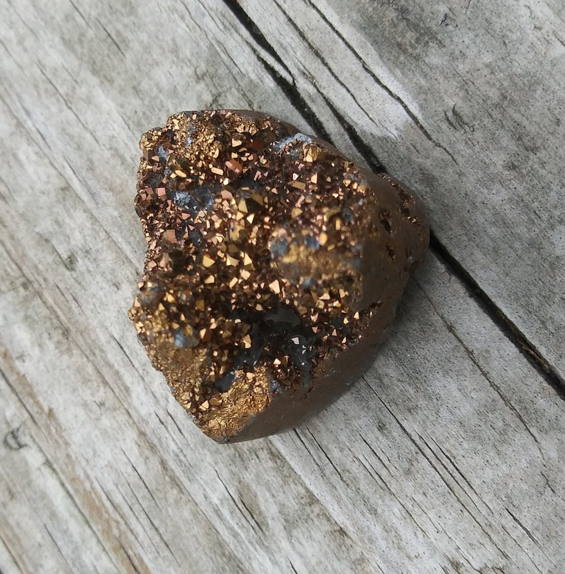 Golden Titanium Freeform Geode Slice Druzy 32x23mm Gemstone | Etsy