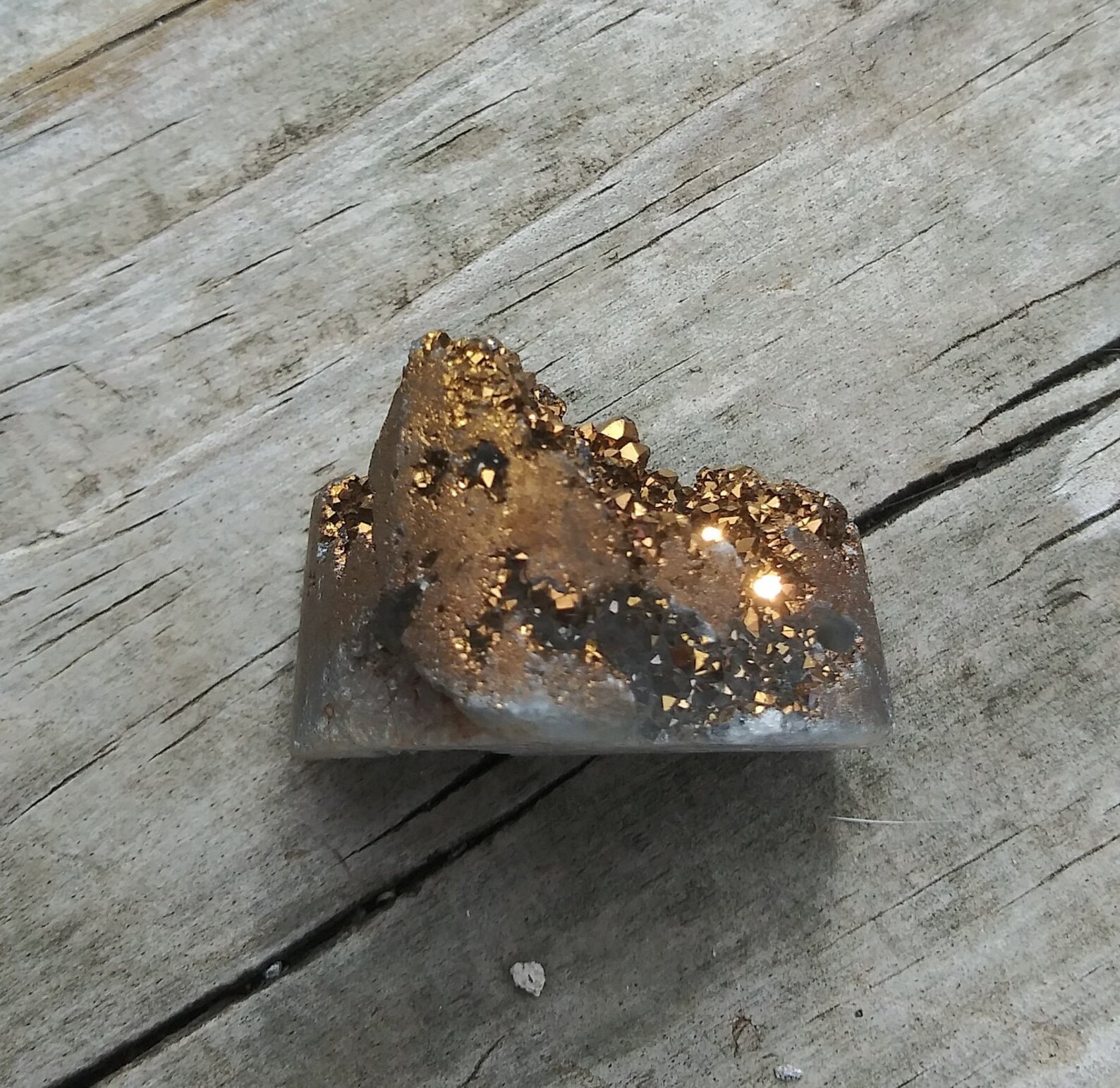 Golden Titanium Freeform Geode Slice Druzy 32x23mm Gemstone | Etsy