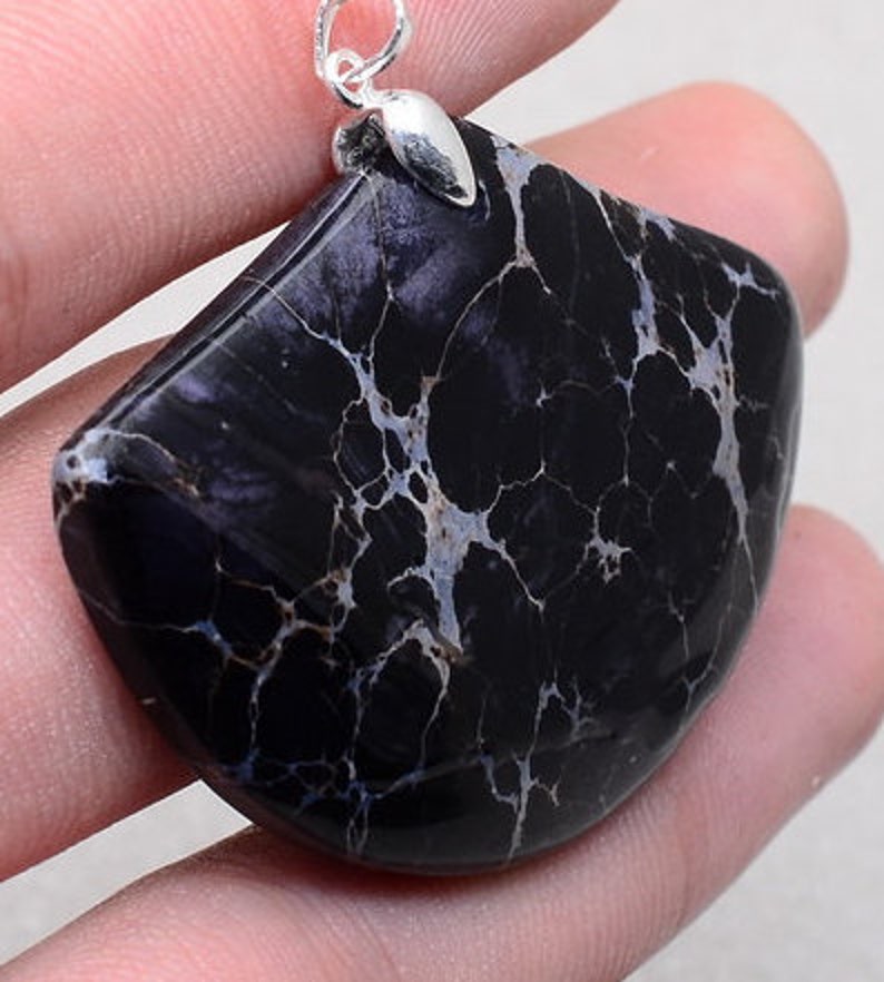 Black Sea Sediment Jasper Gemstone 925 Sterling Silver Pendant