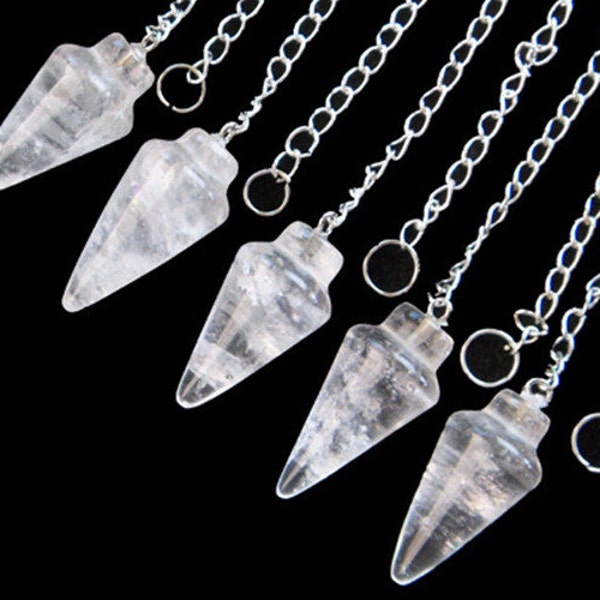 34mm Healing Chakra/ 34mm Natural White Crystal/ Cone Dowsing Pendulum  Gemstone Pendant