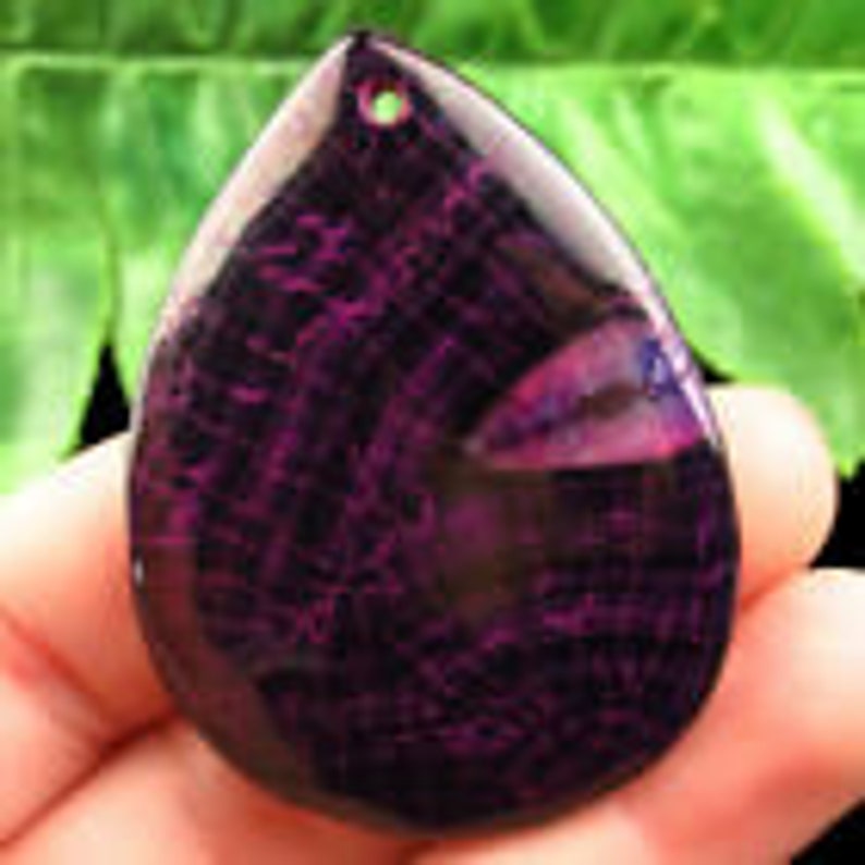 53mm/ Black and Purple Fire Agate Dragon Veins Agate/Multi Color/ Gemstone Pendant Bead image 1