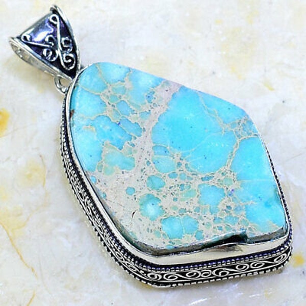 Stunning> Aqua Blue Variscite Gemstone/ 925 Sterling Silver Pendant/ Your Choice of Two