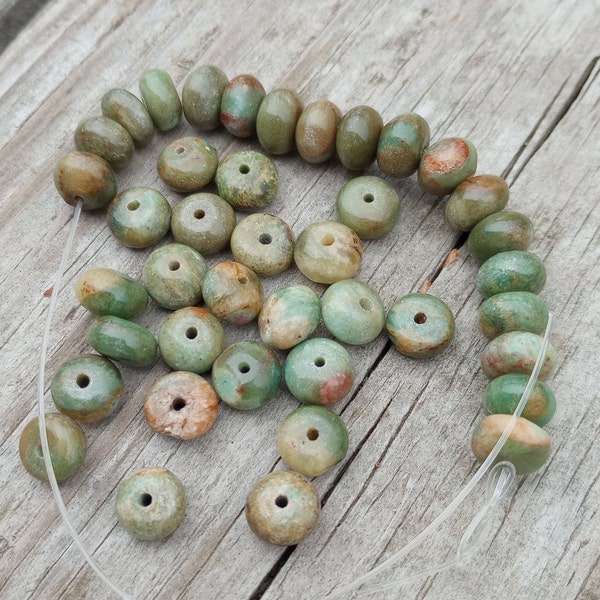 Natural  Australian Rainforest Rhyolite Jasper/ Rondelle Gemstone Beads 8x6mm/ 8mm Focal Beads