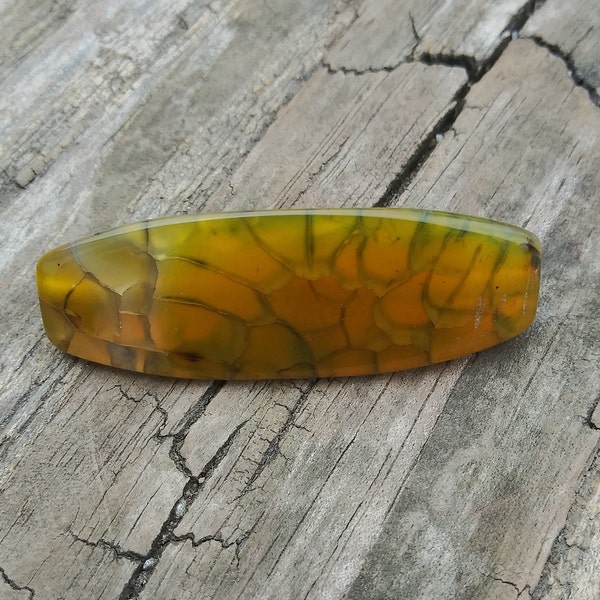 UNIQUE>>41mm Green and Yellow  Dragon Veins Agate Triangle  Gemstone Pendant Bead