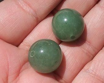 Natural Green Aventurine Gemstone  Bead Pair/  16mm Aventurine Focal Beads