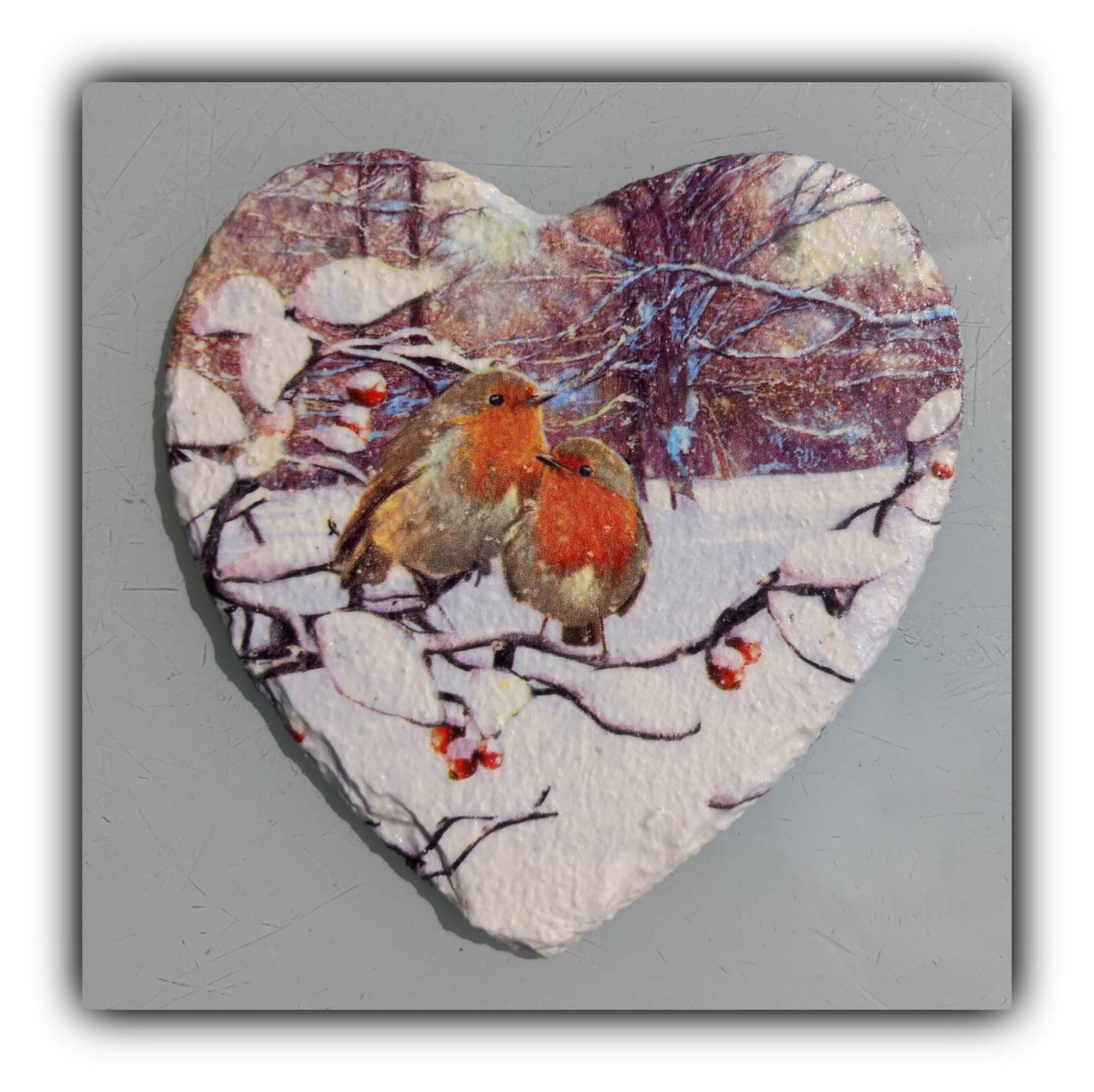 Large hanging slate heart decoupage robins home decor Etsy