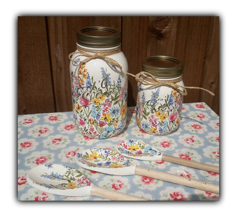 Hand Decorated Summer Meadow Kilner Jar Vase storage jar Etsy