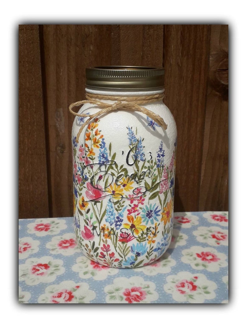 Hand Decorated Summer Meadow Kilner Jar Vase storage jar Etsy