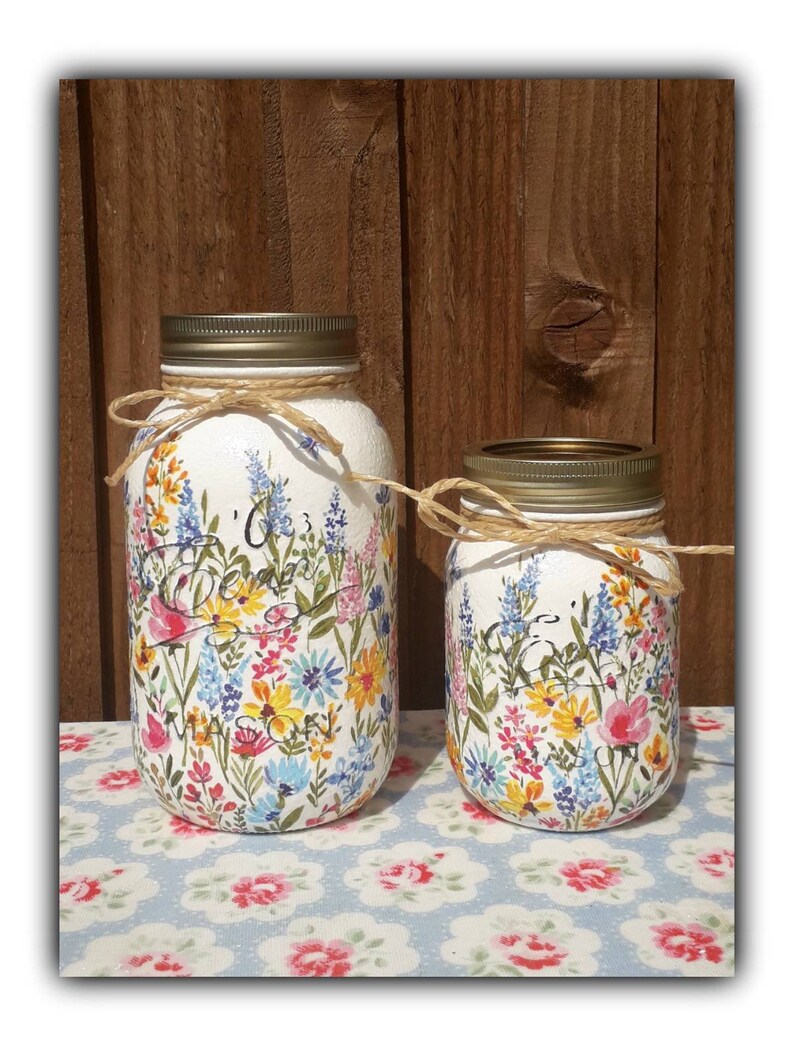 Hand Decorated Summer Meadow Kilner Jar Vase storage jar Etsy