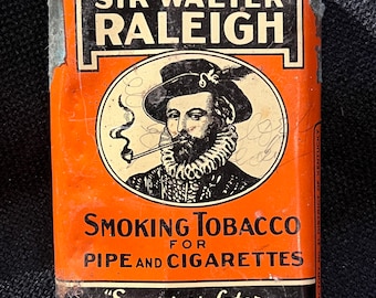 sir walter raleigh tobacco for sale Vintage Smoking Tin 14 Oz Large Metal Can Empty online Tobacco Tin (Sir Walter Raleigh