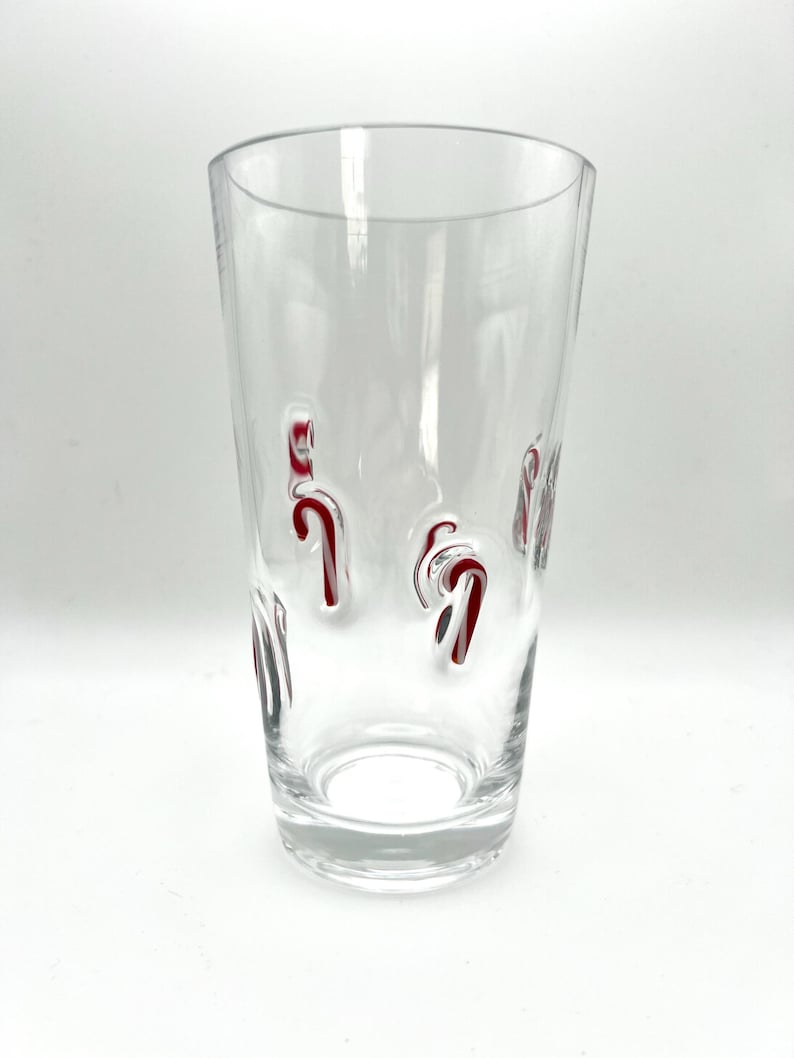 Artland or Anthropologie Candy Cane 16-ounce Highball Cocktail Glass Tumbler, Excellent Condition
