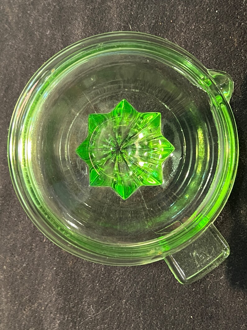 Rare Green Vaseline Depression Glass Lemon Orange Squeezer Juicer