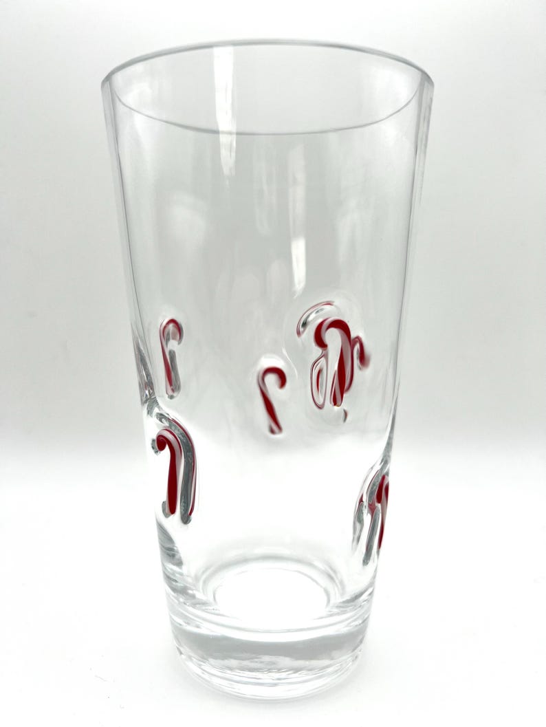 Artland or Anthropologie Candy Cane 16-ounce Highball Cocktail Glass Tumbler, Excellent Condition