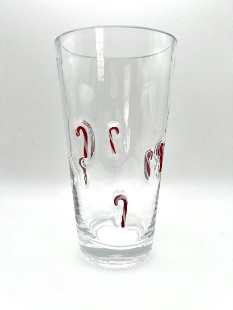 Artland or Anthropologie Candy Cane 16-ounce Highball Cocktail Glass Tumbler, Excellent Condition