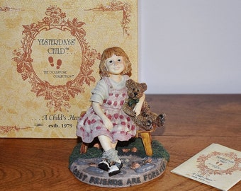 Boyds Yesterday's Child Dollstone Simple Pleasures Best Friends are Forever, Samantha Connor 3559, Girl with Teddy Bear Figurine