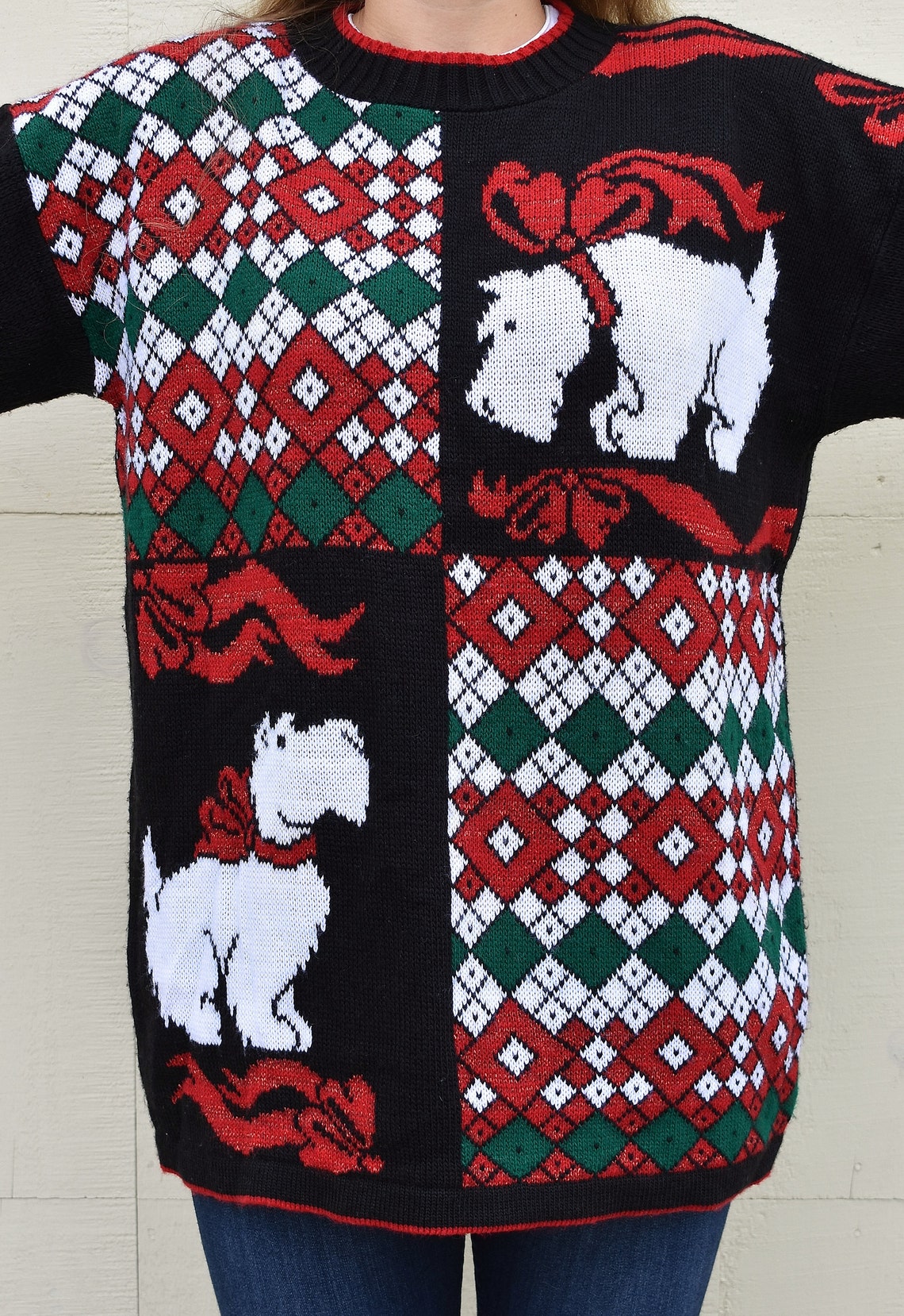 Vintage Scottie Dog Christmas Sweater Unisex Not so Ugly Etsy