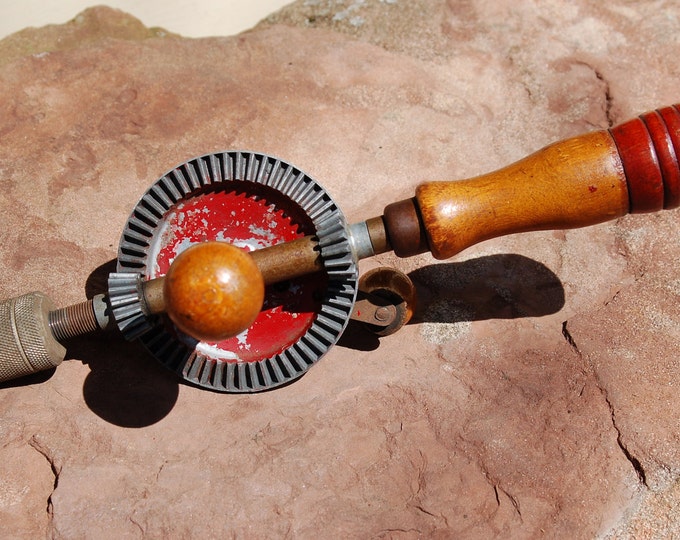 Vintage Eggbeater Hand Drill, Viking Hand Crank Drill, Woodworking Tool
